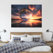Surreal Reflective Sphere Containing Stars Canvas Afdruk (Insitu (Slaapkamer))