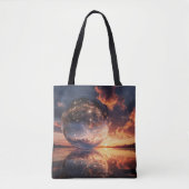 Surreal Reflective Sphere Containing Stars Tote Bag (Voorkant)