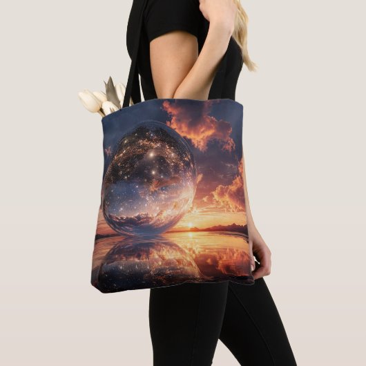 Surreal Reflective Sphere Containing Stars Tote Bag (Dichtbij)