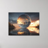 Surreal Reflective Sphere With Sunset Clouds Over  Canvas Afdruk (Voorkant)