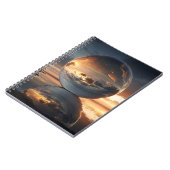 Surreal Reflective Sphere With Sunset Clouds Over Notitieboek (Linkerzijde)