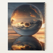 Surreal Reflective Sphere With Sunset Clouds Over Planner (Achterkant)