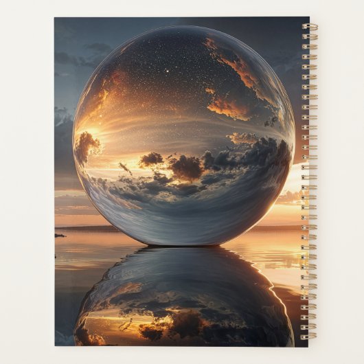 Surreal Reflective Sphere With Sunset Clouds Over  Planner (Achterkant)