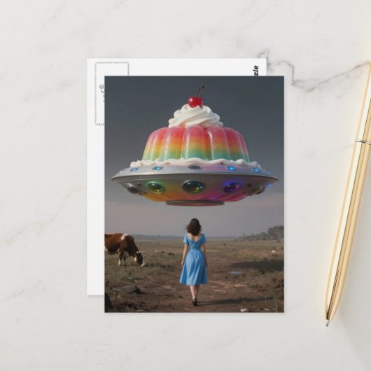 Surreal Regenboog Snoepje Briefkaart (Voorkant / Achterkant in situ)
