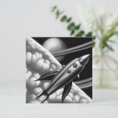 Surreal Retro Space Rocket Kaart (Staand voorkant)