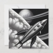 Surreal Retro Space Rocket Kaart (Achterkant)