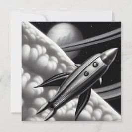 Surreal Retro Space Rocket Kaart
