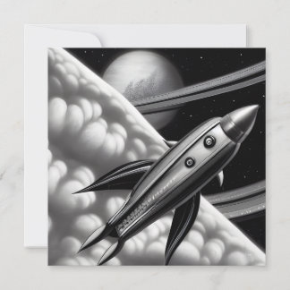 Surreal Retro Space Rocket Kaart