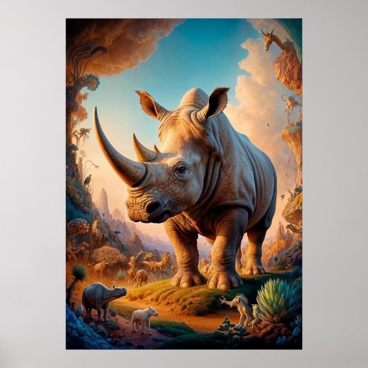 Surreal Rhino Safari Poster (Voorkant)