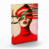 Surreal Ribbon Modern Minimalist Woman in Red Fotoblokken (Links)