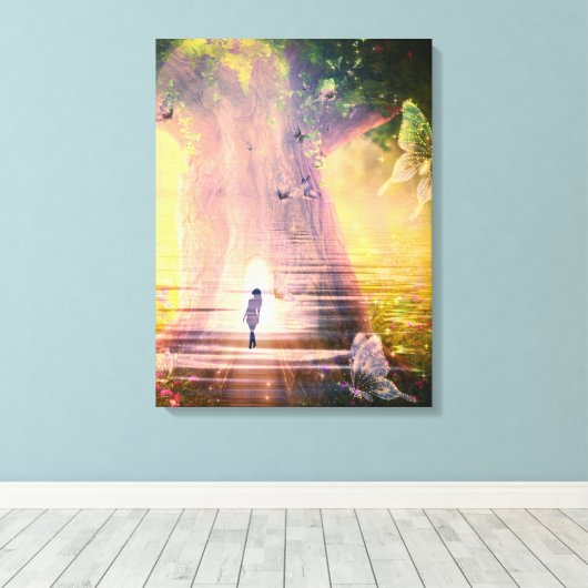 Surreal River Bos van Vlinders Canvas Afdruk (Insitu (Houten vloer))