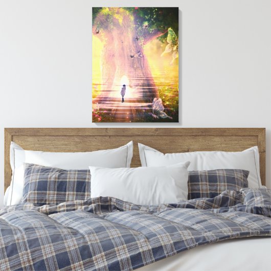 Surreal River Bos van Vlinders Canvas Afdruk (Insitu (Slaapkamer))