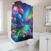 Surreal River Dreamscape - Levendige Natuur kunst Douchegordijn (In situ)