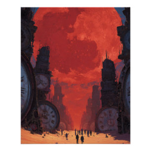 Surreal Rode Schedel Lucht Woestijn Fantasie Kunst Perfect Poster