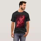 Surreal Rode Vloeibare Abstracte Kunst Stromend T-shirt (Voorkant volledig)