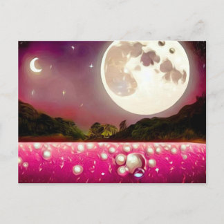 Surreal  Roze Pearl Field & Moons Briefkaart
