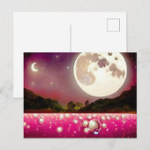 Surreal  Roze Pearl Field & Moons Briefkaart (Voorkant / Achterkant)