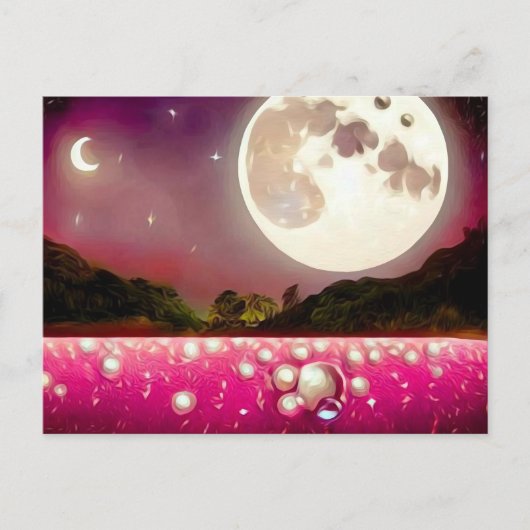 Surreal  Roze Pearl Field & Moons Briefkaart (Voorkant)