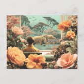 Surreal Safari Scene With Elephants Zebras Briefkaart (Voorkant)
