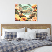 Surreal Safari Scene With Elephants Zebras Canvas Afdruk (Insitu (Slaapkamer))