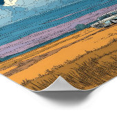 Surreal Sci-Fi Farm with Rocket Launch Illustratio Poster (Hoek)