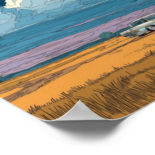 Surreal Sci-Fi Farm with Rocket Launch Illustratio Poster (Hoek)