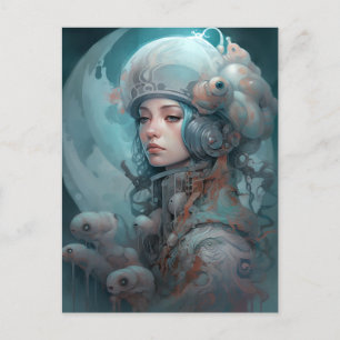 Surreal Science Fiction Woman & Creatures Briefkaart