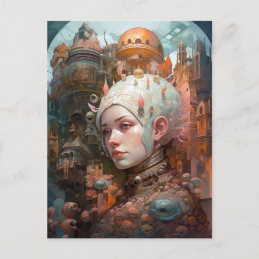 Surreal Science Fiction Woman Landscape Briefkaart (Voorkant)