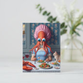 Surreal Seafood Meal Octopus Vrouw Briefkaart (Staand voorkant)
