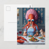 Surreal Seafood Meal Octopus Vrouw Briefkaart (Voorkant / Achterkant)