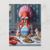Surreal Seafood Meal Octopus Vrouw Briefkaart (Voorkant)