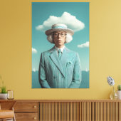 Surreal Seaside Gentleman Portret Canvas Afdruk (Insitu (Woonkamer))