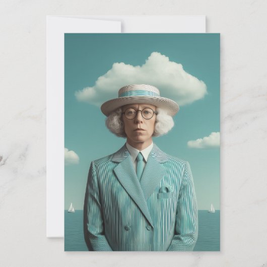 Surreal Seaside Gentleman Portret Kaart (Voorkant)