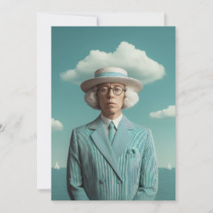 Surreal Seaside Gentleman Portret Kaart