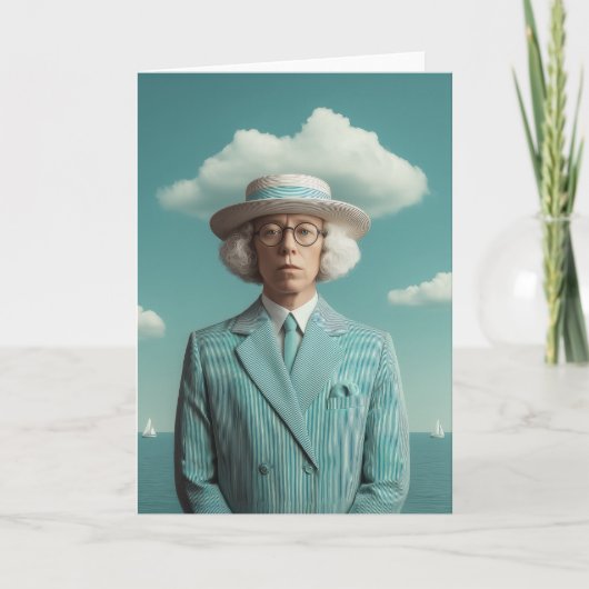 Surreal Seaside Gentleman Portret Kaart (Voorkant)