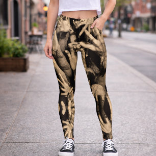 Surreal Sepia Handen Patroon Donker Artistiek Ontw Leggings