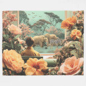 Surreal sfeerbeeld met olifanten zebra's fleece deken (Voorkant (Horizontaal))