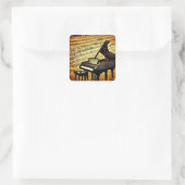 Surreal Sheet Music en Grand Piano Vierkante Sticker (Tas)