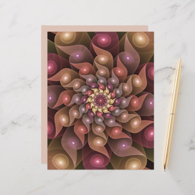 Surreal Shiny Flower Moderne Abstract Fractal Art (Voorkant / Achterkant in situ)