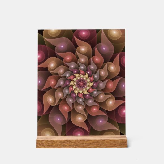 Surreal Shiny Flower Moderne Abstract Fractal Art Acryl Bord (Voorkant)
