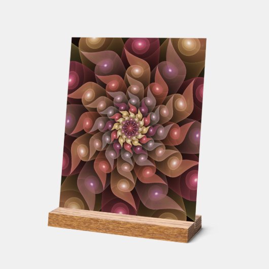 Surreal Shiny Flower Moderne Abstract Fractal Art Acryl Bord (Hoek)