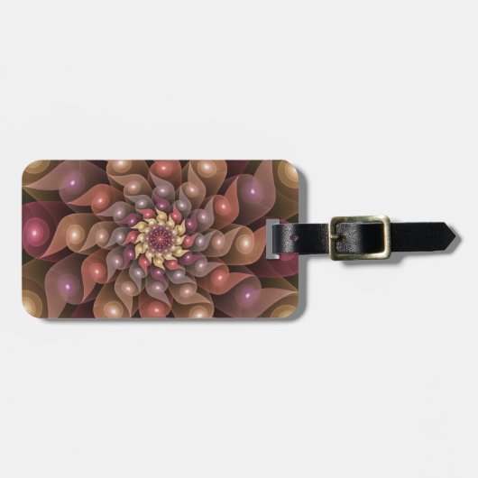 Surreal Shiny Flower Moderne Abstract Fractal Art Bagagelabel (Voorkant horizontaal)