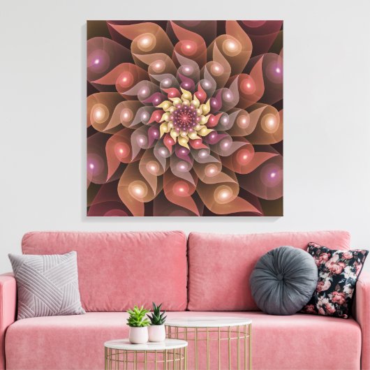 Surreal Shiny Flower Moderne Abstract Fractal Art Canvas Afdruk (Insitu (Woonkamer))