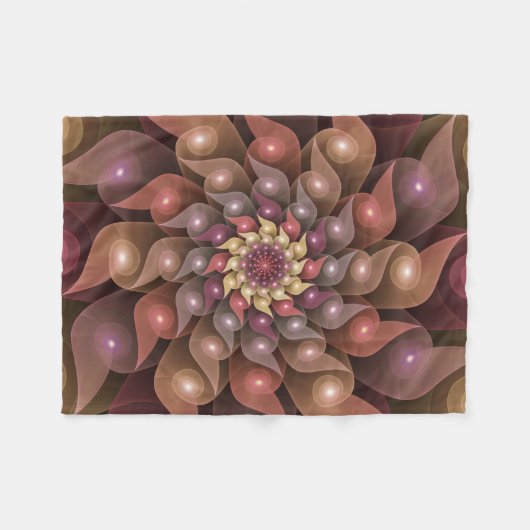 Surreal Shiny Flower Moderne Abstract Fractal Art Fleece Deken (Voorkant (Horizontaal))
