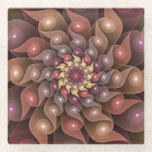 Surreal Shiny Flower Moderne Abstract Fractal Art Glazen Onderzetter