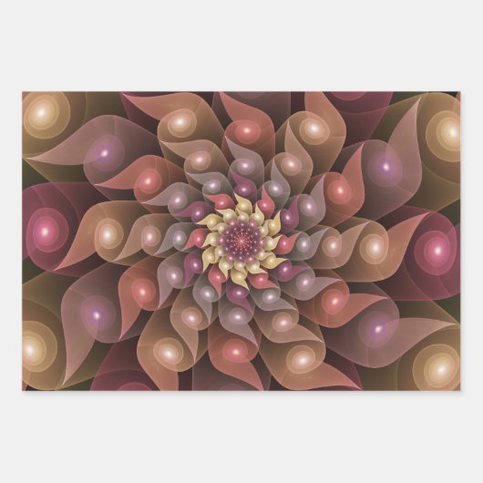 Surreal Shiny Flower Moderne Abstract Fractal Art Inpakpapier Vel (Voorkant 3)