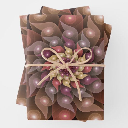 Surreal Shiny Flower Moderne Abstract Fractal Art Inpakpapier Vel (In situ)