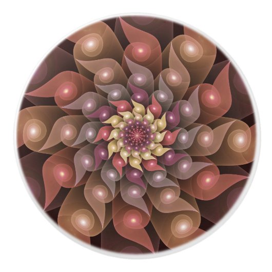 Surreal Shiny Flower Moderne Abstract Fractal Art Keramische Knop (Voorkant)