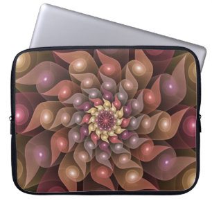Surreal Shiny Flower Moderne Abstract Fractal Art Laptop Sleeve