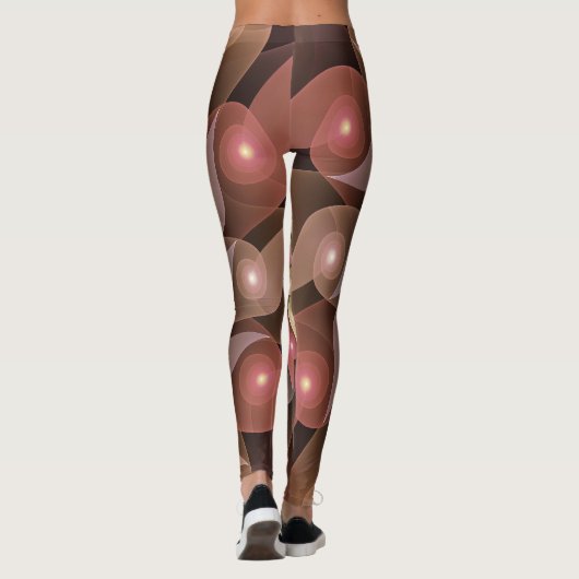 Surreal Shiny Flower Moderne Abstract Fractal Art Leggings (Achterkant)